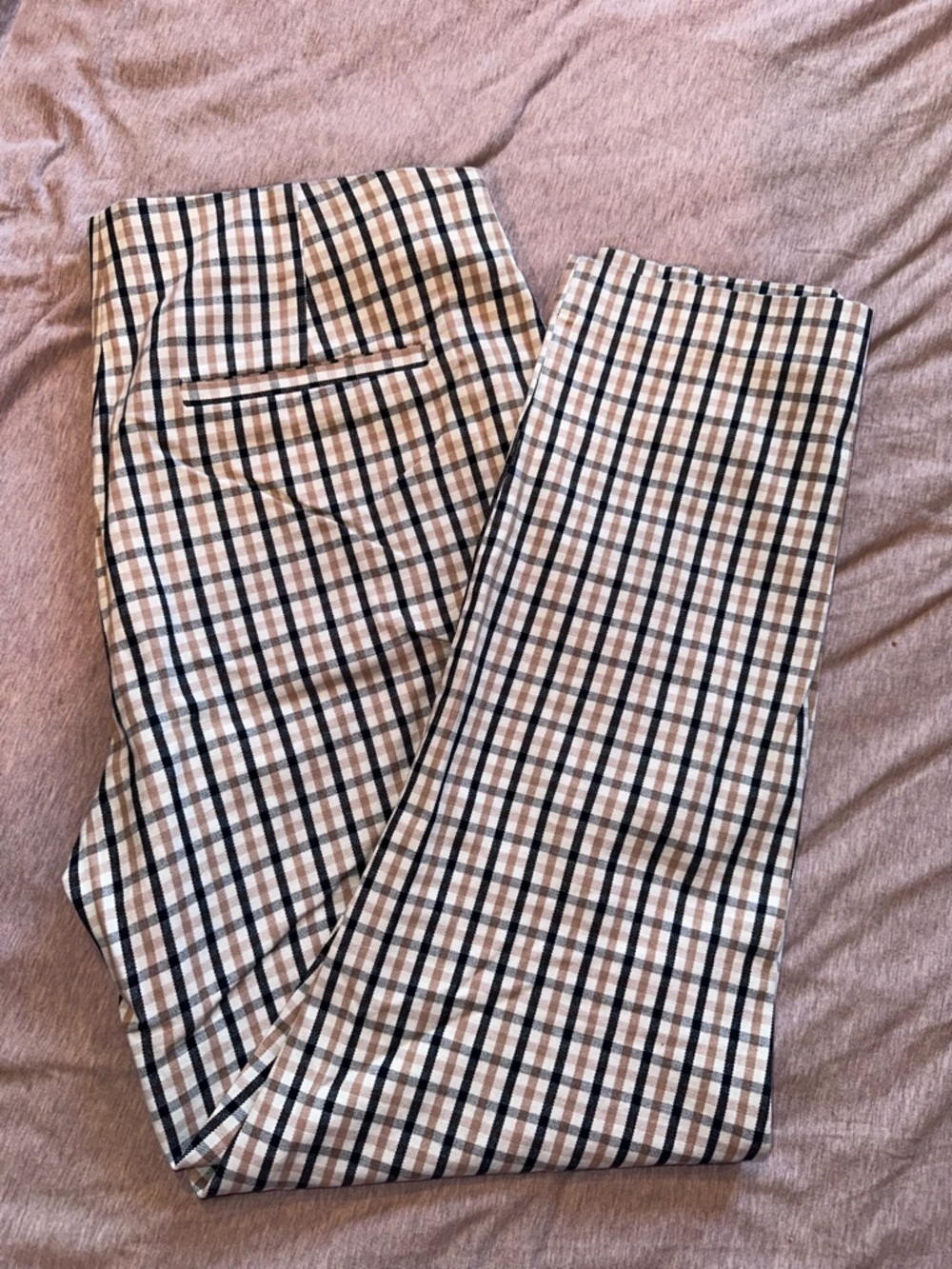 a new day Beige and Navy Plaid Dress Pants
